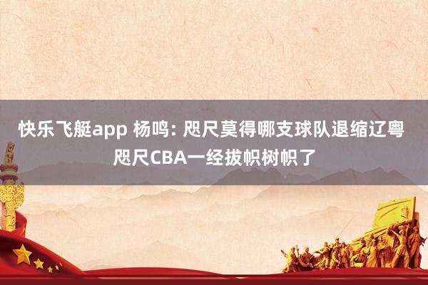 快乐飞艇app 杨鸣: 咫尺莫得哪支球队退缩辽粤 咫尺CBA一经拔帜树帜了