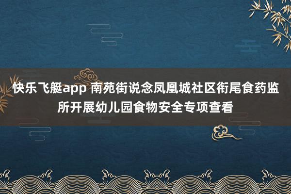 快乐飞艇app 南苑街说念凤凰城社区衔尾食药监所开展幼儿园食物安全专项查看