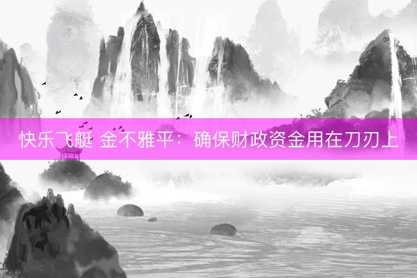 快乐飞艇 金不雅平：确保财政资金用在刀刃上